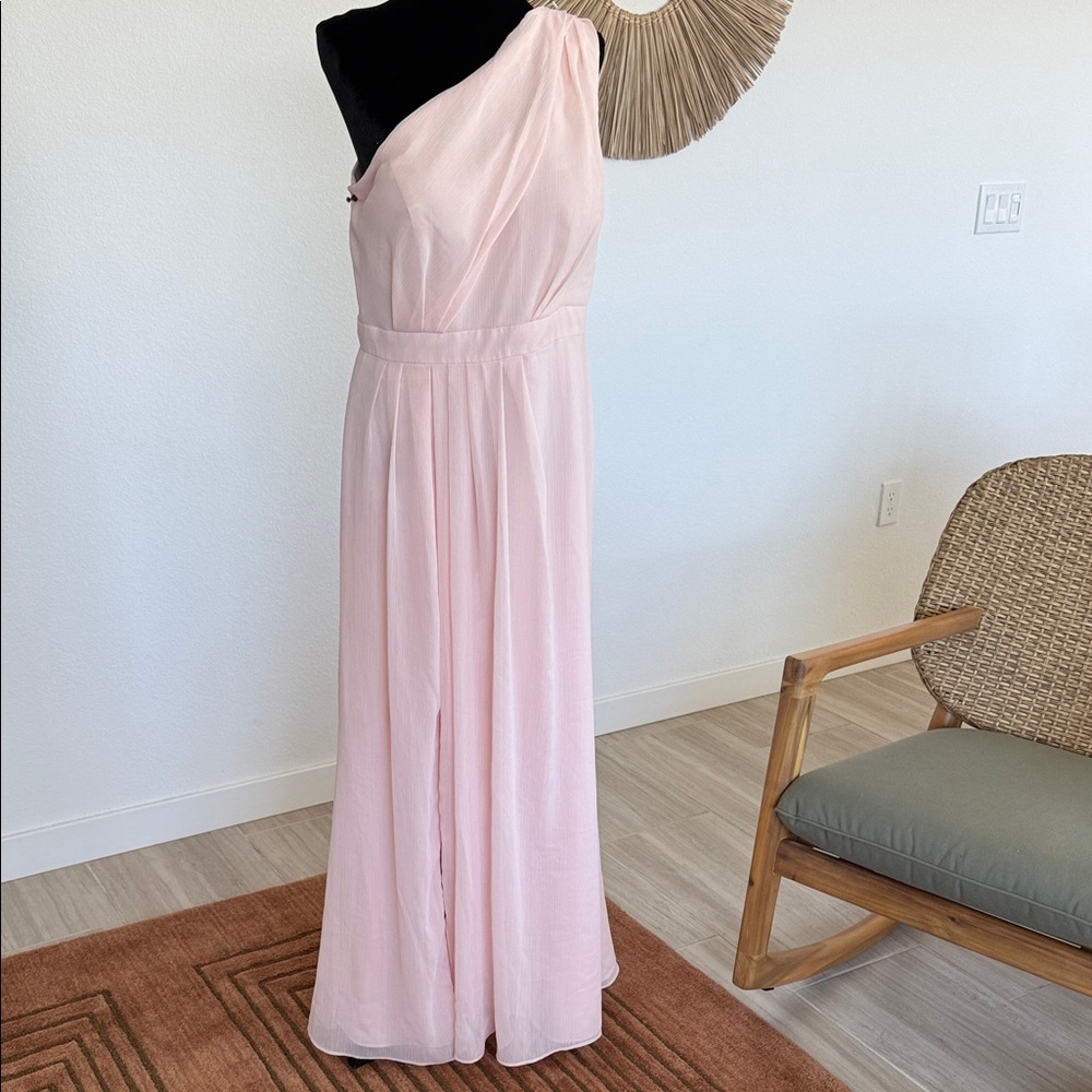 David's Bridal One-Shoulder Pink Dress